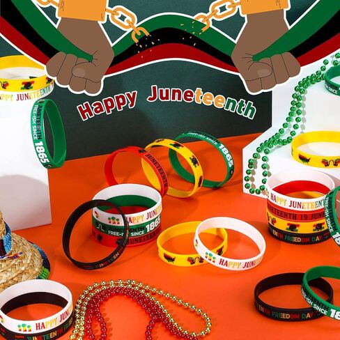 Liliful Happy Juneteenth Silicone Wristbands Juneteenth Party Supplies Juneteenth Freedom Day Rubber Bracelets June 19th 1865 Silicone Wristbands for Black American Gifts in Saudi Arabia