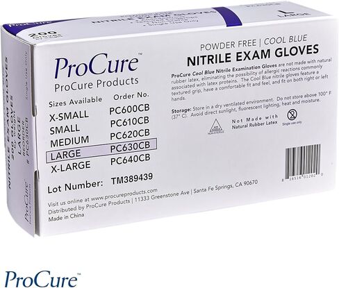 قفازات النتريل للاستعمال مرة واحدة، قفازات الفحص الطبي الزرقاء - خالية من المسحوق، خالية من اللاتكس، آمنة للطعام، من الدرجة الجراحية، أطراف منسوجة، 3 مل in Kuwait