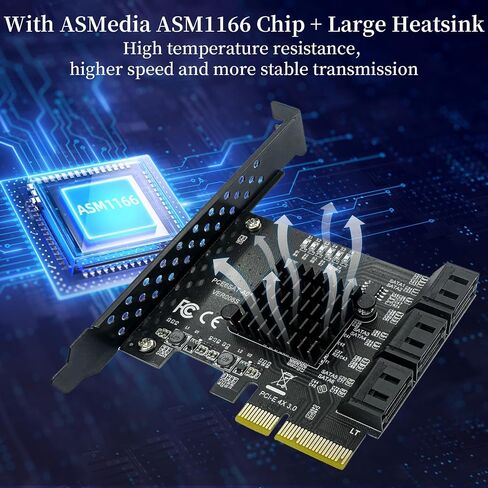 PCIE X1 SATA 3.0 Controller Card 2 Port PCIE SATA 6Gbps Expansion Card | Non-Raid with Low Profile Bracket, Compatible with SSD/ HDD, Windows/Mac/Linux in Saudi Arabia