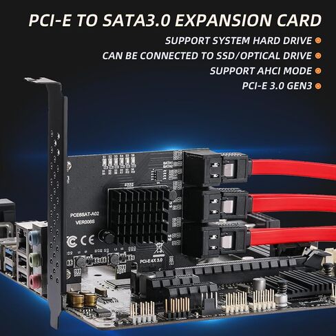 PCIE X1 SATA 3.0 Controller Card 2 Port PCIE SATA 6Gbps Expansion Card | Non-Raid with Low Profile Bracket, Compatible with SSD/ HDD, Windows/Mac/Linux in Saudi Arabia