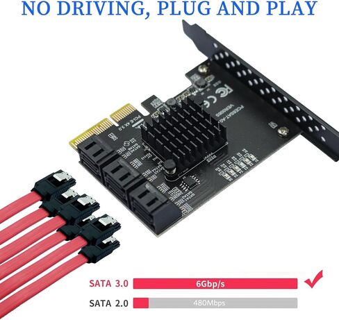 PCIE X1 SATA 3.0 Controller Card 2 Port PCIE SATA 6Gbps Expansion Card | Non-Raid with Low Profile Bracket, Compatible with SSD/ HDD, Windows/Mac/Linux in Saudi Arabia