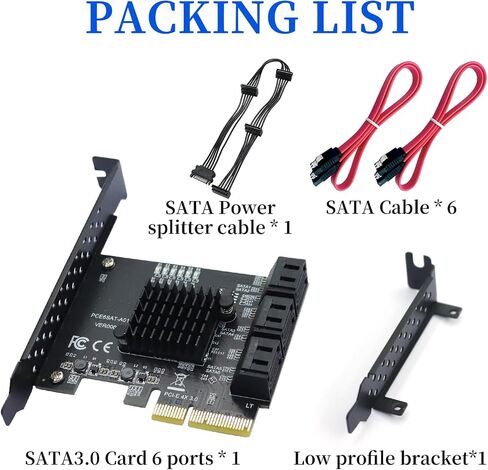 PCIE X1 SATA 3.0 Controller Card 2 Port PCIE SATA 6Gbps Expansion Card | Non-Raid with Low Profile Bracket, Compatible with SSD/ HDD, Windows/Mac/Linux in Saudi Arabia