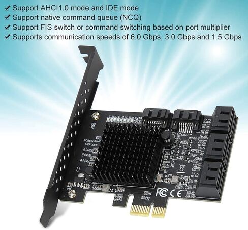 بطاقة توسيع PCIE إلى SATA، بطاقة رفع محول SATA3.0 ذات 8 منافذ قابلة للتبديل السريع تناسب 88SE92xx JMB5XX متوافقة مع محركات الأقراص الصلبة SATA 6G 3G 1.5G تدعم PCIE X2 X4 X8 X16 in Kuwait