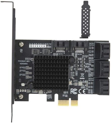 بطاقة توسيع PCIE إلى SATA، بطاقة رفع محول SATA3.0 ذات 8 منافذ قابلة للتبديل السريع تناسب 88SE92xx JMB5XX متوافقة مع محركات الأقراص الصلبة SATA 6G 3G 1.5G تدعم PCIE X2 X4 X8 X16 in Kuwait