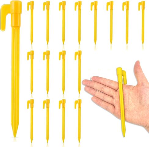 LLMSIX 24PCS Plastic Tent Pegs, 5.7inch Heavy Duty Plastic Canopy Stakes Reusable Tarp Pegs Camping Stakes for Garden Landscaping Outdoor Camping Tent Rain Tarps (Yellow) in Saudi Arabia