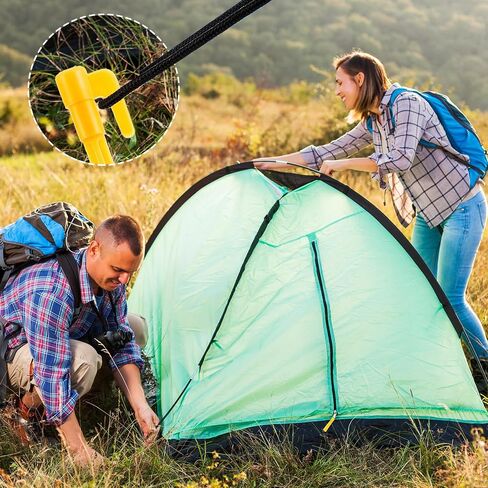 LLMSIX 24PCS Plastic Tent Pegs, 5.7inch Heavy Duty Plastic Canopy Stakes Reusable Tarp Pegs Camping Stakes for Garden Landscaping Outdoor Camping Tent Rain Tarps (Yellow) in Saudi Arabia
