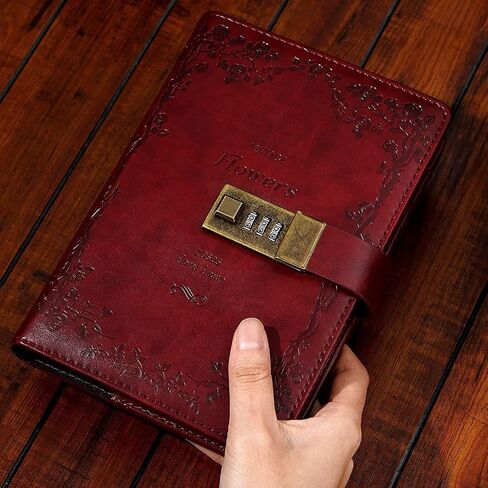 CAGIE Diary with Lock for Women Lockable Secrets Journal , Embossed Design Ruby Red Cover, 120 GSM 224 Pages Thick Refillable Journal with Lock for Adults Kids in Saudi Arabia