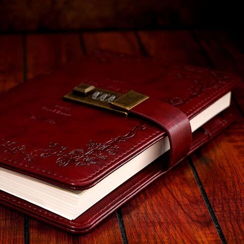 CAGIE Diary with Lock for Women Lockable Secrets Journal , Embossed Design Ruby Red Cover, 120 GSM 224 Pages Thick Refillable Journal with Lock for Adults Kids in Saudi Arabia