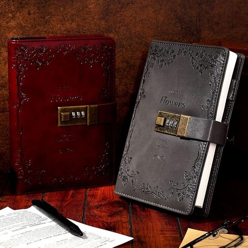 CAGIE Diary with Lock for Women Lockable Secrets Journal , Embossed Design Ruby Red Cover, 120 GSM 224 Pages Thick Refillable Journal with Lock for Adults Kids in Saudi Arabia