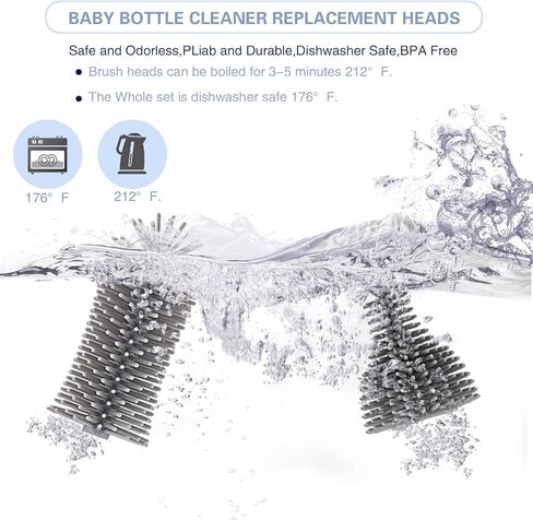 مجموعة فرشاة الزجاجة الكهربائية soarup90000 مع فرشاة زجاجة السيليكون، فرشاة الحلمة، منظف المصاصة، قابلة للشحن عبر USB، مقاومة للماء IPX65، هدية للأمهات الجدد، رمادي in Kuwait