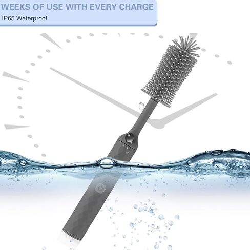 مجموعة فرشاة الزجاجة الكهربائية soarup90000 مع فرشاة زجاجة السيليكون، فرشاة الحلمة، منظف المصاصة، قابلة للشحن عبر USB، مقاومة للماء IPX65، هدية للأمهات الجدد، رمادي in Kuwait