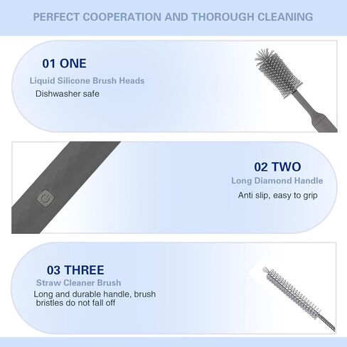 مجموعة فرشاة الزجاجة الكهربائية soarup90000 مع فرشاة زجاجة السيليكون، فرشاة الحلمة، منظف المصاصة، قابلة للشحن عبر USB، مقاومة للماء IPX65، هدية للأمهات الجدد، رمادي in Kuwait