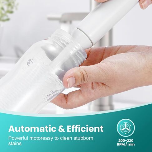 Oustartom Electric Bottle Brush Cleaner - Professional Baby Bottle Cleaner and Brush for Infant Accessories and Straw Cups - Rechargeable with Interchangeable Brush Heads in Saudi Arabia