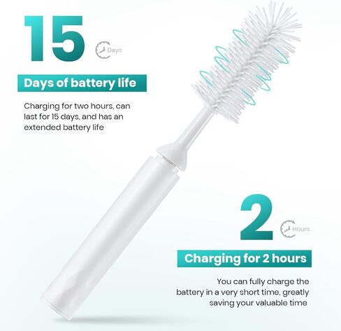 Oustartom Electric Bottle Brush Cleaner - Professional Baby Bottle Cleaner and Brush for Infant Accessories and Straw Cups - Rechargeable with Interchangeable Brush Heads in Saudi Arabia