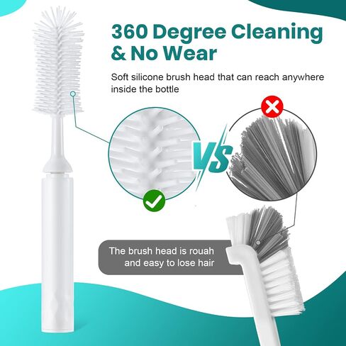 Oustartom Electric Bottle Brush Cleaner - Professional Baby Bottle Cleaner and Brush for Infant Accessories and Straw Cups - Rechargeable with Interchangeable Brush Heads in Saudi Arabia
