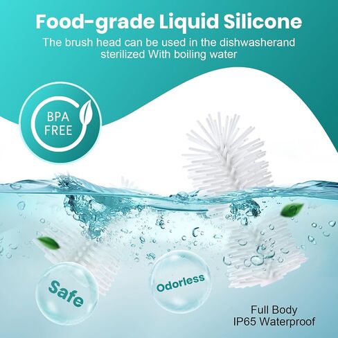 Oustartom Electric Bottle Brush Cleaner - Professional Baby Bottle Cleaner and Brush for Infant Accessories and Straw Cups - Rechargeable with Interchangeable Brush Heads in Saudi Arabia
