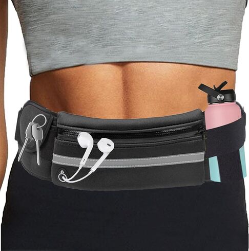 Slim Running Belt Fanny Pack for Women and Men, Waist Pack Bag Runners Belt Jogging Pocket Belt for Phone Holder, Hiking, Cycling, Workout, Travelling -Black in Saudi Arabia