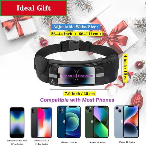 Slim Running Belt Fanny Pack for Women and Men, Waist Pack Bag Runners Belt Jogging Pocket Belt for Phone Holder, Hiking, Cycling, Workout, Travelling -Black in Saudi Arabia
