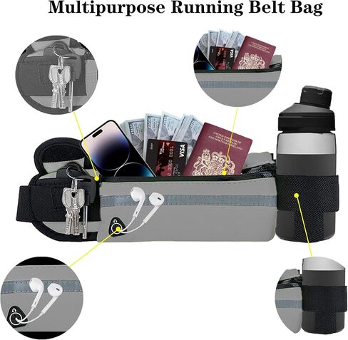 Slim Running Belt Fanny Pack for Women and Men, Waist Pack Bag Runners Belt Jogging Pocket Belt for Phone Holder, Hiking, Cycling, Workout, Travelling -Black in Saudi Arabia