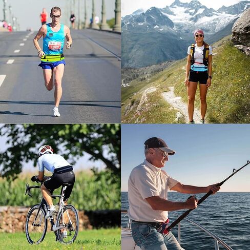 حزام الجري النحيف للنساء والرجال، حزام الخصر وحزام الركض وحزام الجيب لحامل الهاتف، والمشي لمسافات طويلة، وركوب الدراجات، والتمرين، والسفر - أسود in Kuwait