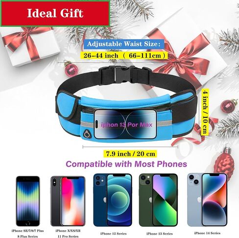 حزام الجري النحيف للنساء والرجال، حزام الخصر وحزام الركض وحزام الجيب لحامل الهاتف، والمشي لمسافات طويلة، وركوب الدراجات، والتمرين، والسفر - أسود in Kuwait