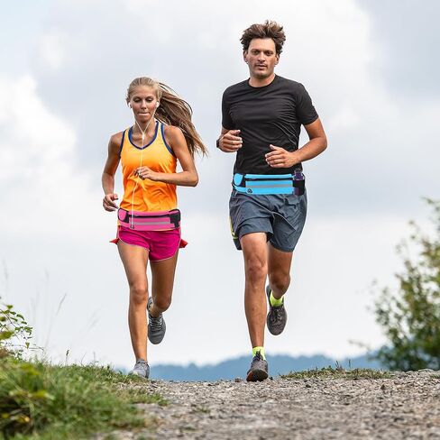 حزام الجري النحيف للنساء والرجال، حزام الخصر وحزام الركض وحزام الجيب لحامل الهاتف، والمشي لمسافات طويلة، وركوب الدراجات، والتمرين، والسفر - أسود in Kuwait