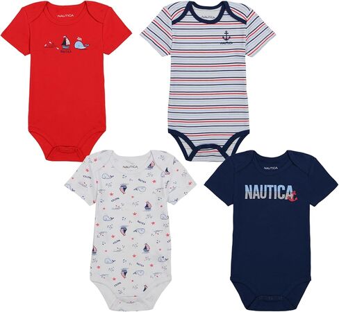 Nautica Sets (KHQ) baby-boys Nautica 4 Pack Short Sleeve Bodysuit in Saudi Arabia