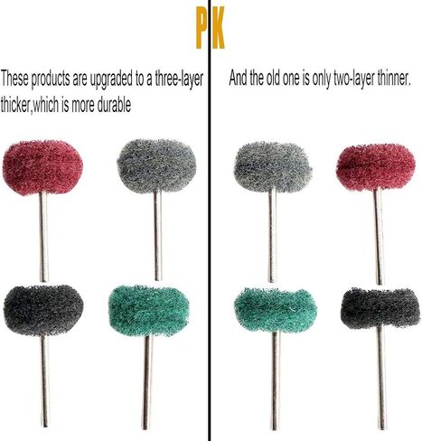 FPPO Abrasive Buffing Polishing Wheel Set for Rotary Tool,Mini scouring pad Brush Polishing kit, Removal of Rust,Deburring on Metal Surface,with 3mm Mandrel (mix50pcs) in Saudi Arabia