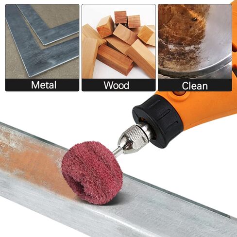 FPPO Abrasive Buffing Polishing Wheel Set for Rotary Tool,Mini scouring pad Brush Polishing kit, Removal of Rust,Deburring on Metal Surface,with 3mm Mandrel (mix50pcs) in Saudi Arabia