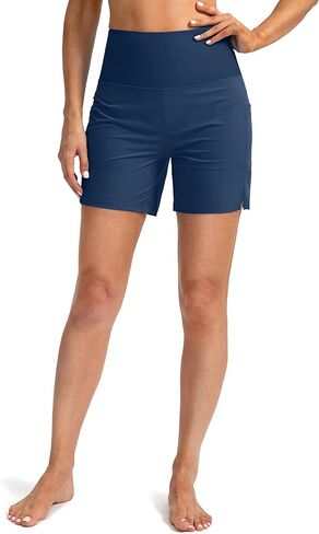 G Gradual Women's 5" High Waisted Swim Board Shorts with Phone Pockets UPF 50+ Quick Dry Beach Shorts for Women with Liner(Blue, X-Large) in Saudi Arabia