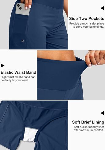 G Gradual Women's 5" High Waisted Swim Board Shorts with Phone Pockets UPF 50+ Quick Dry Beach Shorts for Women with Liner(Blue, X-Large) in Saudi Arabia