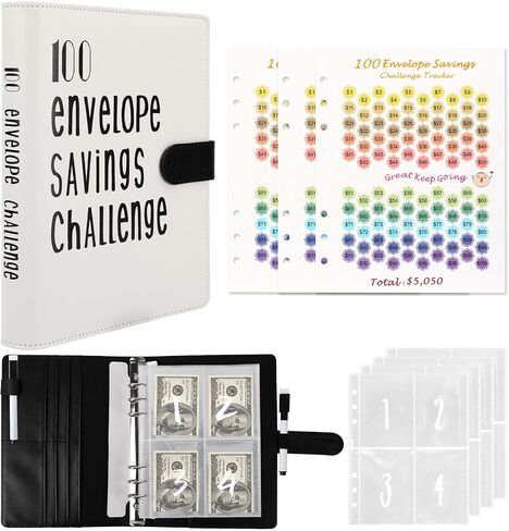 100 Envelopes Money Saving Challenge, Money Saving Binder, Fun Savings Challenges Book with Envelopes, A5 Money Saving, Budget Book for Family, Budget Binder with Cash Envelopes to Save $5050 & Pen in Saudi Arabia