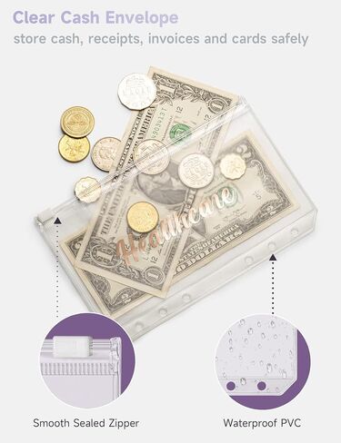 A6 Budget Binder with 10 Zipper Envelopes, PU Leather Money Binder Organizer for Cash Envelope Binder for Budgeting, Savings Binder with Budget Sheets & Stickers, Budget Organizer for Cash in Saudi Arabia