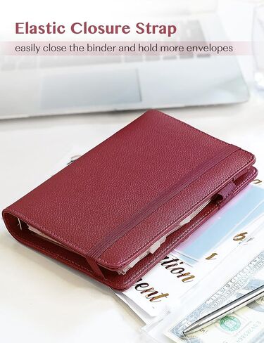 A6 Budget Binder with 10 Zipper Envelopes, PU Leather Money Binder Organizer for Cash Envelope Binder for Budgeting, Savings Binder with Budget Sheets & Stickers, Budget Organizer for Cash in Saudi Arabia