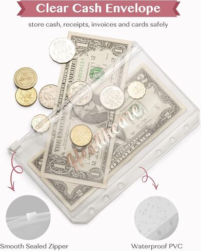 A6 Budget Binder with 10 Zipper Envelopes, PU Leather Money Binder Organizer for Cash Envelope Binder for Budgeting, Savings Binder with Budget Sheets & Stickers, Budget Organizer for Cash in Saudi Arabia