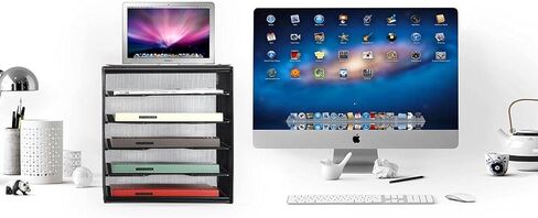 Veesun Deskt Organizer 2 Pack, Paper Letter Tray Organizer, Mesh Desktop File Organizer with 6 Shelf Sorter, Black, for Home School Office Supplies in Kuwait