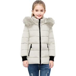 الفتيات معطف الشتاء طويل مبطن سترة منتفخة سترة الصوف الدافئة مع غطاء محرك السيارة القابل للإزالة المراهقين مقاوم للماء سميكة الثلوج ملابس خارجية in Kuwait