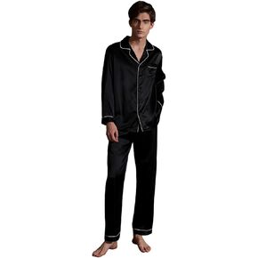 Ginell Tranquility Series Men's Silk Pajamas Set 100% Mulberry Silk Solid Colors Button Front 2 Piece Silk PJ Set in Saudi Arabia