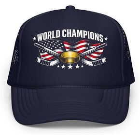 USA World Champions Gold Hockey Champs American Flag - Foam Trucker hat in Kuwait