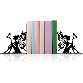 Cute Book Ends for Shelves Decorative – Enchanting Fairy & Butterfly Design – Unique Decorative Bookends for Home, Office, Library for Book Lovers in Saudi Arabia
