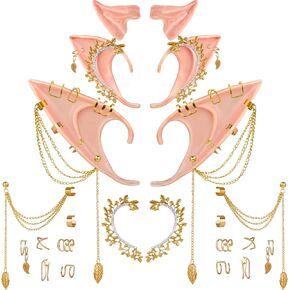 KYLELOVE آذان قزم مع مجموعة ثقب للحفلات التنكرية 3 أزواج من آذان الجنية الجنية الناعمة مع أصفاد القمر الجنية الأذن قزم القرط للنساء البالغات زي حفلة التقاط الصور in Kuwait