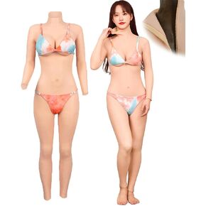KUMIHO Silicone Bodysuit Silicone Breastplate D Cup with Zipper Fake Breast for Crossdresser Drag Queen Transgender Cosplay in Kuwait