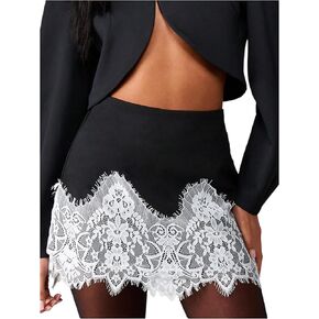 Milumia Women's Lace Skirts High Waisted Asymmetrical Hem Going Out Elegant Suit Skirt in Saudi Arabia
