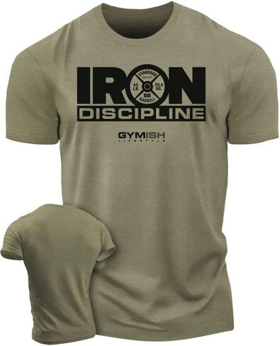 تي شيرت تدريب القوة من Gymish Lifestyle تي شيرت Iron Discipline للرجال لتدريب العضلات في صالة الألعاب الرياضية in Saudi Arabia