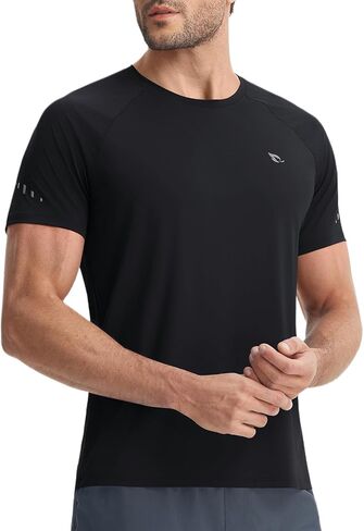 baleaf Men's Cooling Workout Shirts Short Sleeve Athletic T-Shirts Sun Protection Quick Dry Moisture Wicking Running Beach in Saudi Arabia