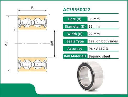 35BD5522 AC35550022 35x55x22 Air Conditioner A/C Compressor Clutch Pulley Bearing 1Pcs in Kuwait