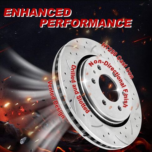 Rear Drilled and Slotted Brake Pads and Rotors Kit Ceramic Automotive Replacement Brake Kits Vented 13.57 Inch Compatible for Silverado Tahoe Sierra Yukon 2007-2014 (10 Pcs) in Saudi Arabia