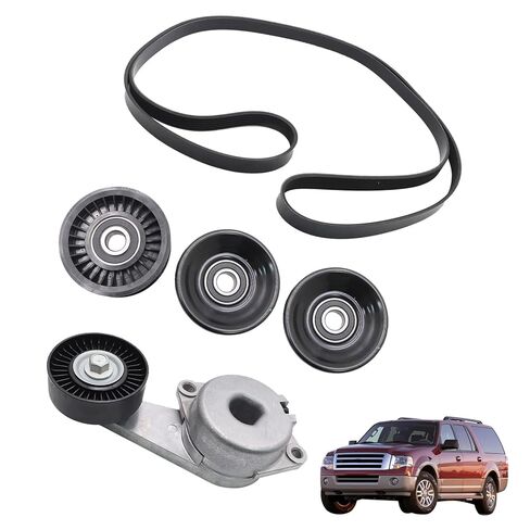 طقم شد الحزام والبكرة الوسيطة من SecosAutoparts، متوافق مع Ford F150 F250 F350 Explorer Lobo Expedition 2005-2014، مناسب لسيارة Lincoln Navigator 2010-2014# 90K-38274A 38274 38001 36157 6PK2605 in Saudi Arabia