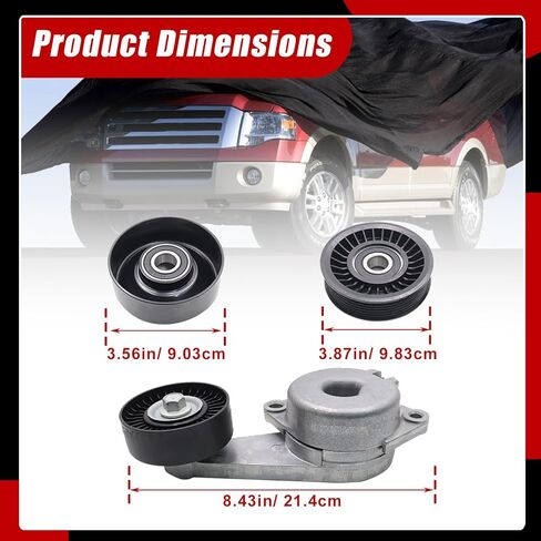 طقم شد الحزام والبكرة الوسيطة من SecosAutoparts، متوافق مع Ford F150 F250 F350 Explorer Lobo Expedition 2005-2014، مناسب لسيارة Lincoln Navigator 2010-2014# 90K-38274A 38274 38001 36157 6PK2605 in Saudi Arabia