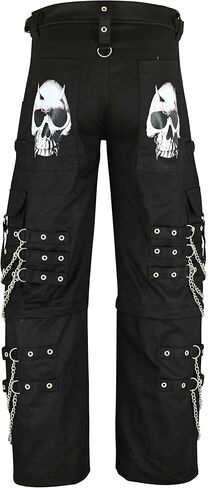 Men’s Gothic Punk Cargo Pants Black Baggy Bondage Chains Straps Skull Pockets in Saudi Arabia